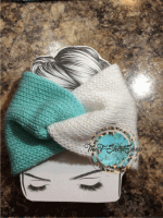 Hand Made Pony Wide Ear Warmer Mint and White