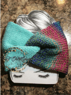 Hand Knit Pony Wide Ear Warmer Mint Multi Color