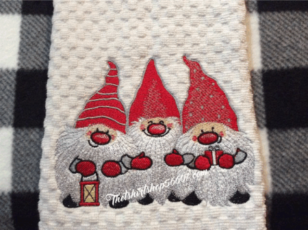 Embroidered Gnome Elf Dwarf Dish Towel 